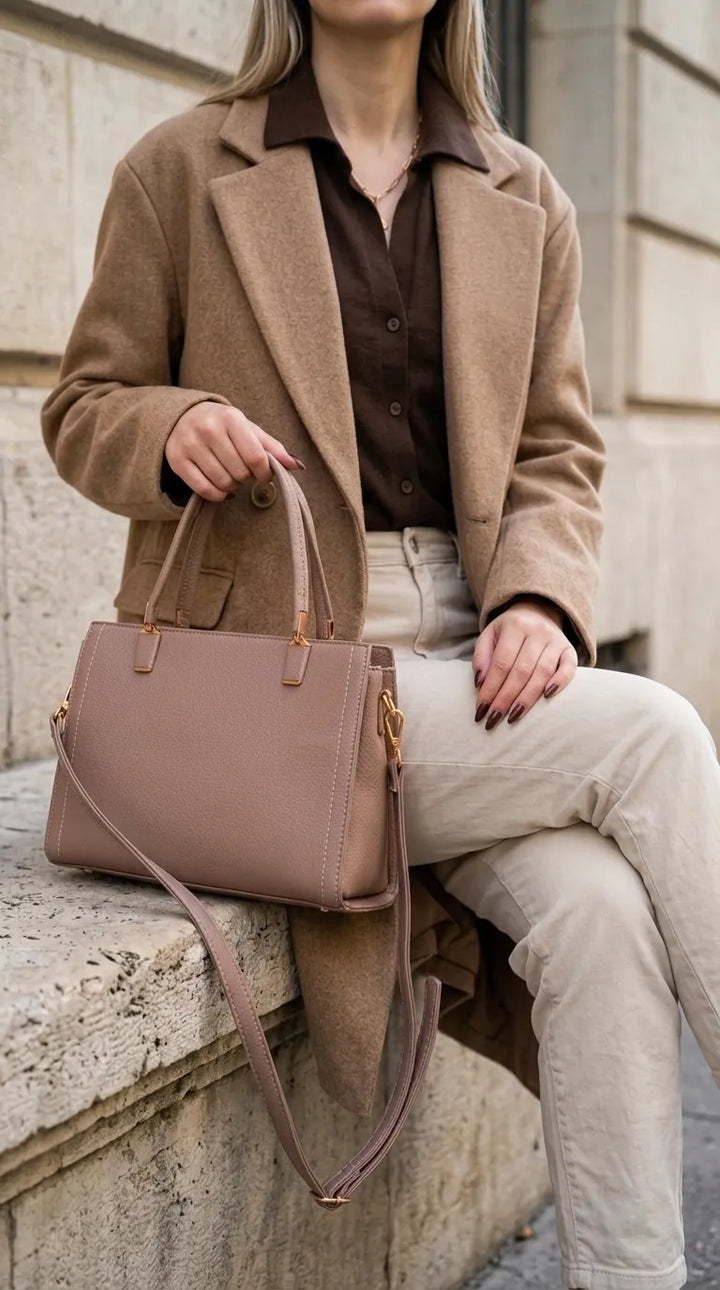 Beige Formal Hand Bag For Ladies P36600