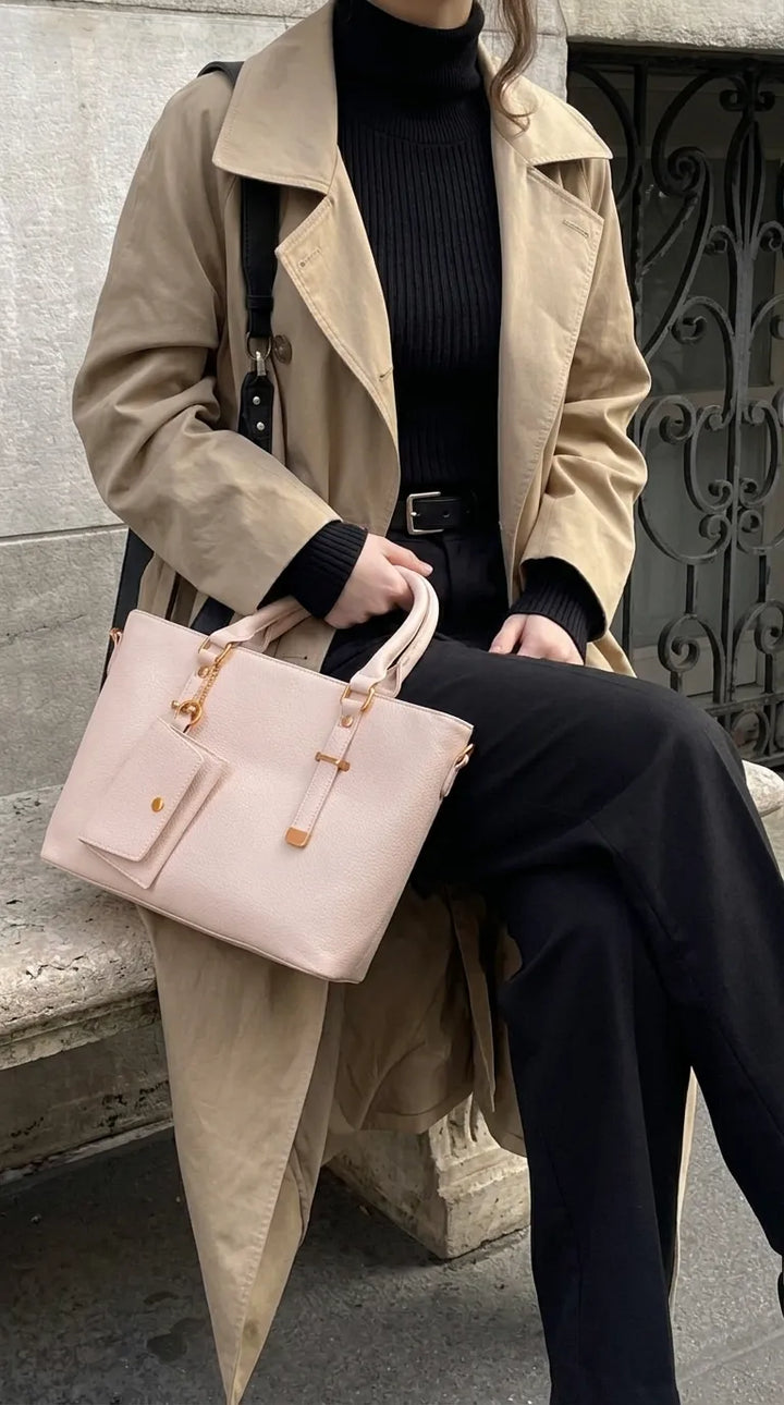 Beige Formal Shoulder Bag For Women P36601
