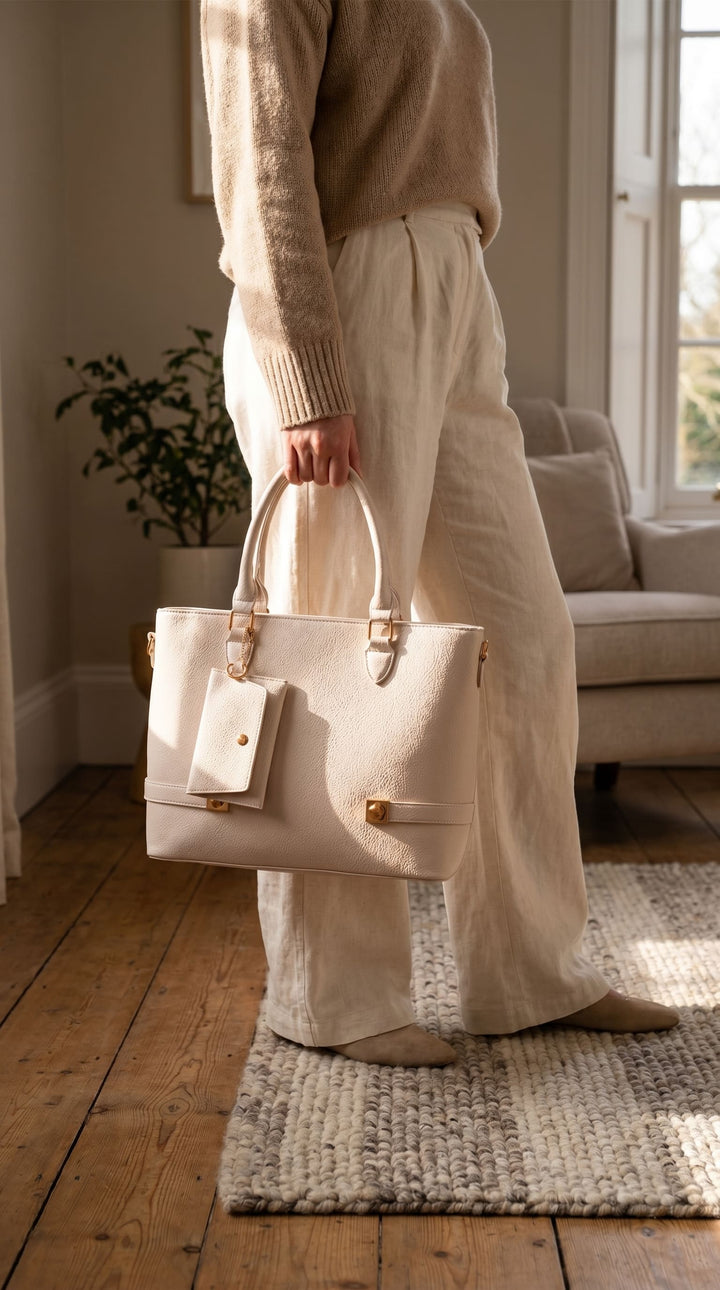 Beige Formal Shoulder Bag For Ladies P36602