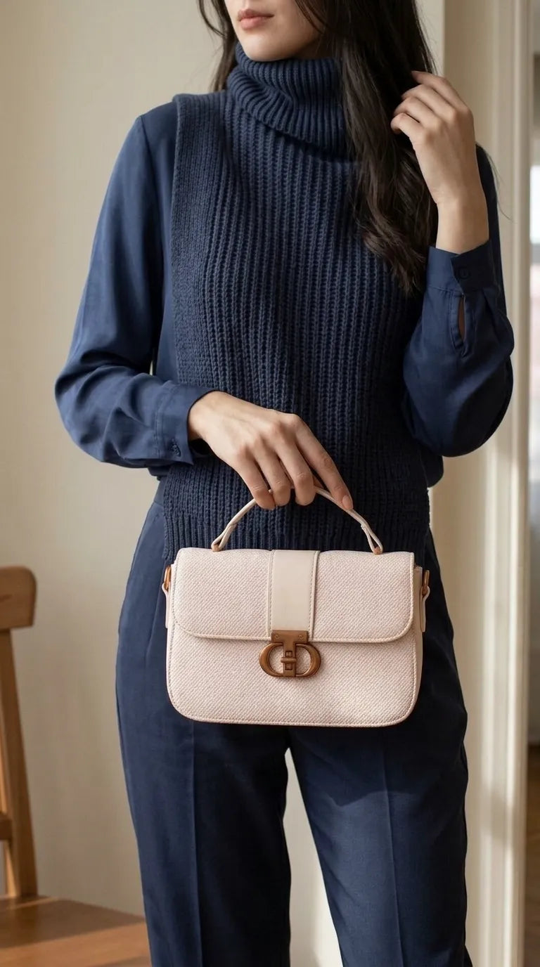 Beige Formal Shoulder Bag For Ladies P36616