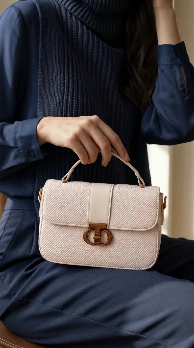 Beige Formal Shoulder Bag For Ladies P36616
