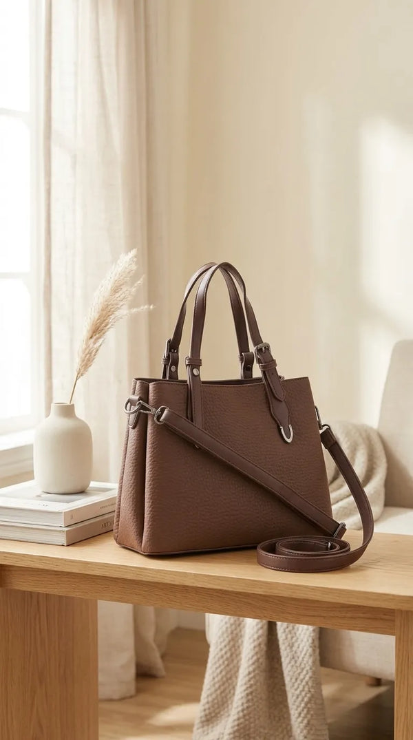 Coffee Formal Hand Bag For Women P36649
