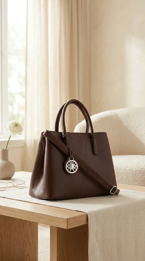 Coffee Formal Hand Bag For Women P36650