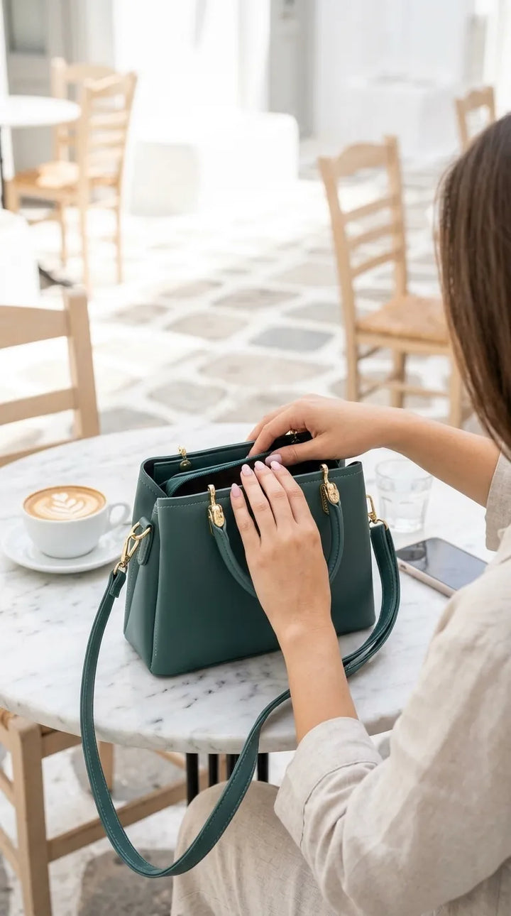 Green Formal Hand Bag For Women P36655