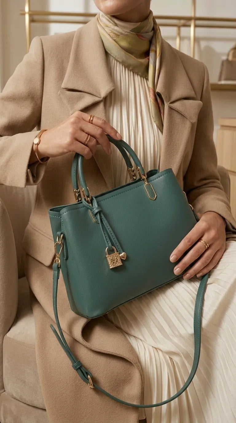 Green Formal Hand Bag For Women P36655