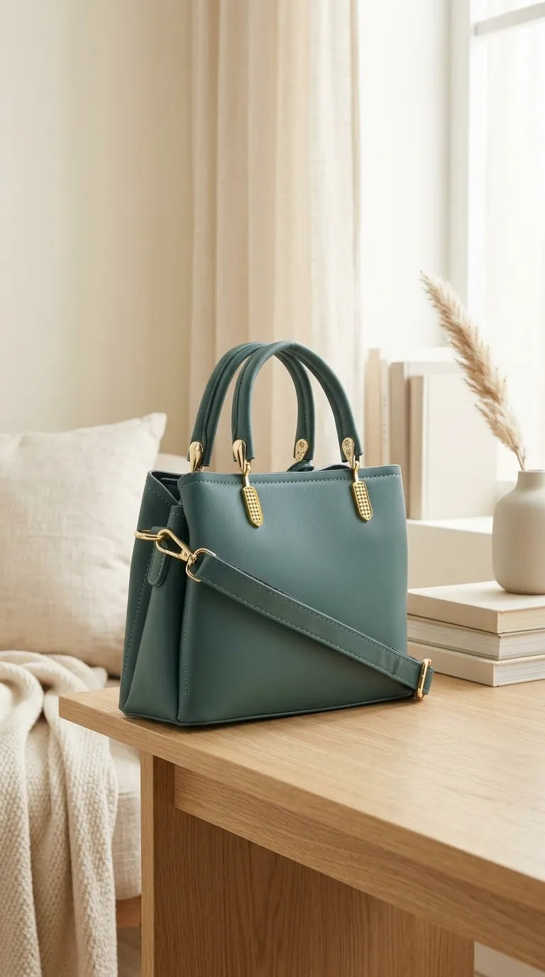 Green Formal Hand Bag For Women P36655