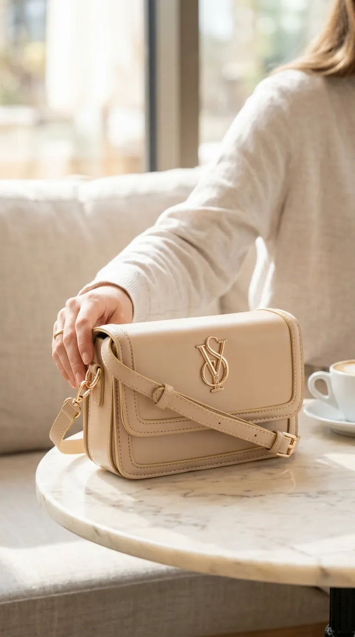 Beige Formal Shoulder Bag For Ladies P36670