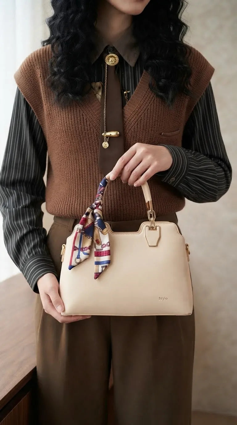 Cream Formal Hand Bag For Women P36674
