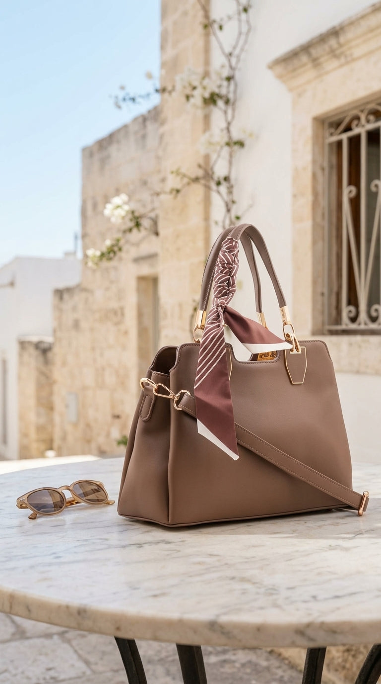 Coffee Formal Hand Bag For Women P36674