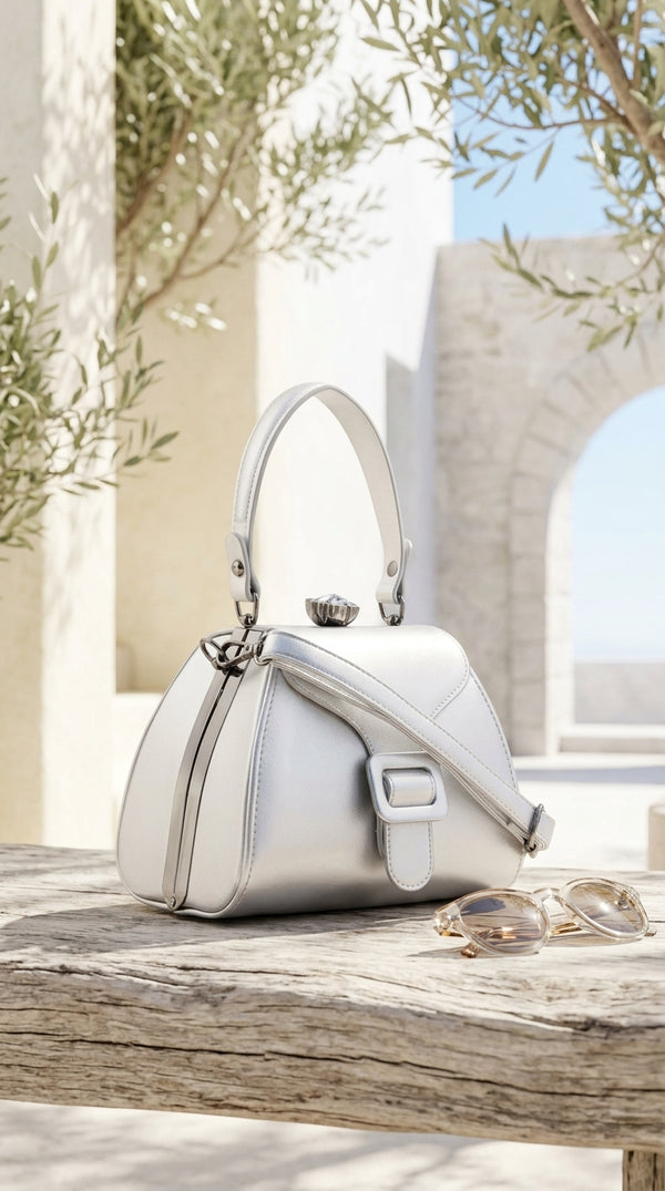 Silver Formal Hand Bag For Women P36678