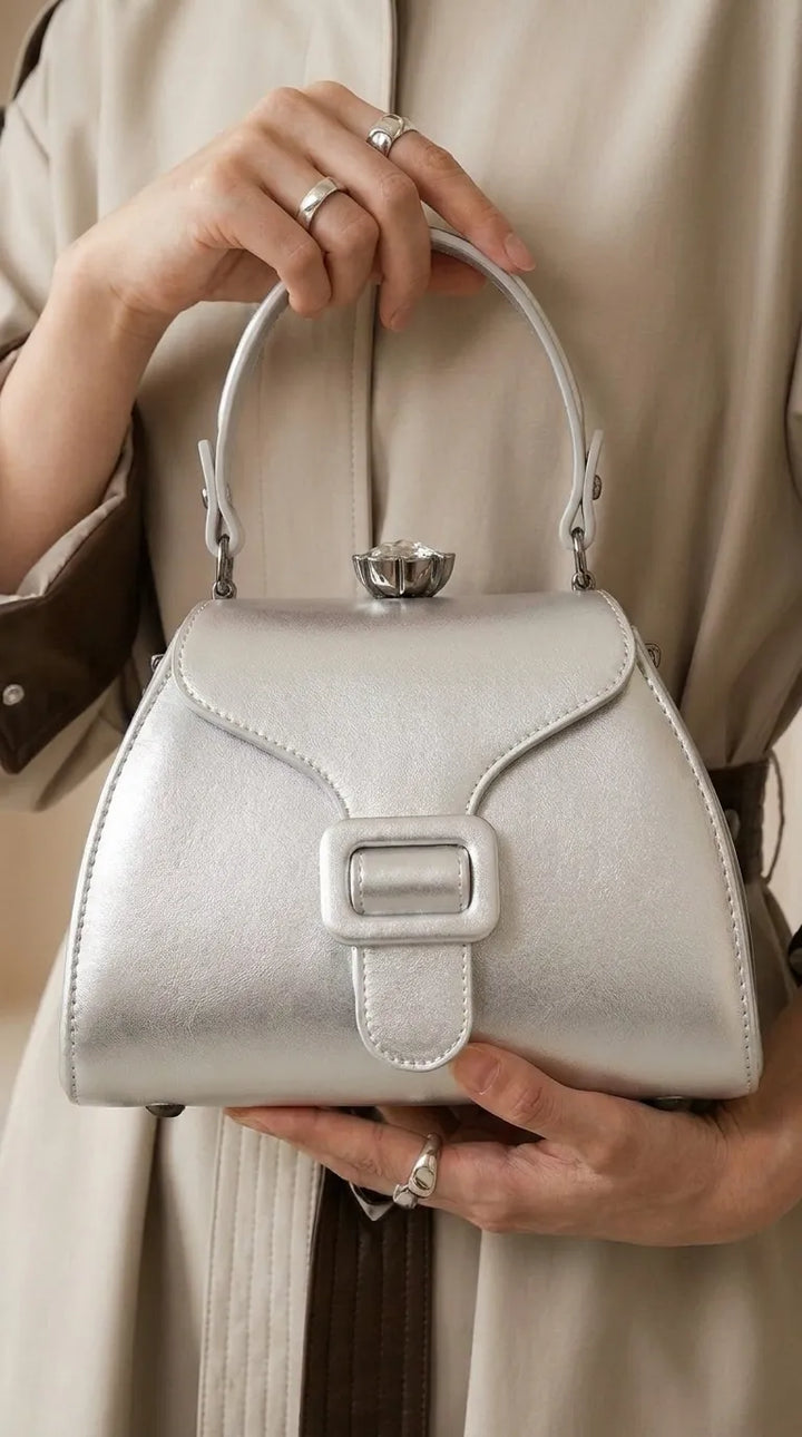 Silver Formal Hand Bag For Women P36678
