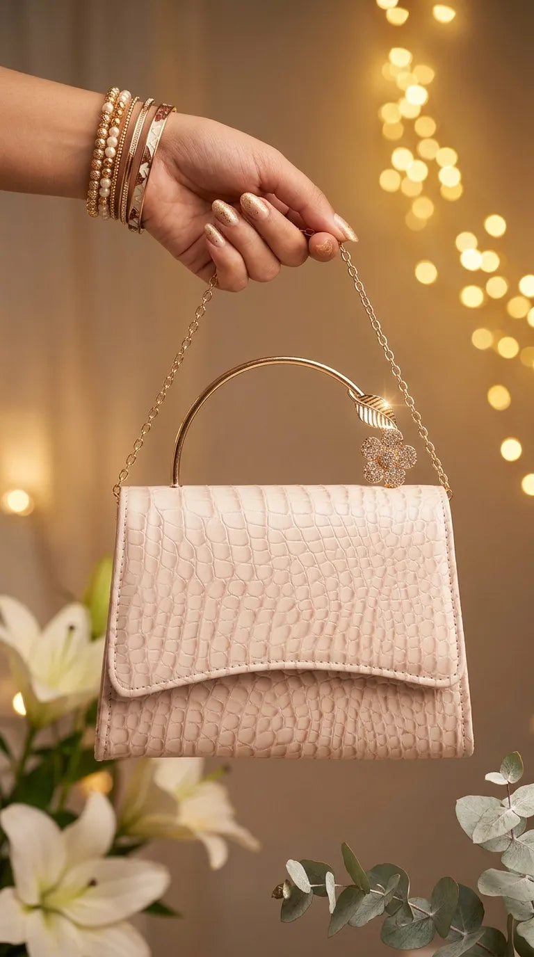 Beige Formal Clutch For Ladies P36708