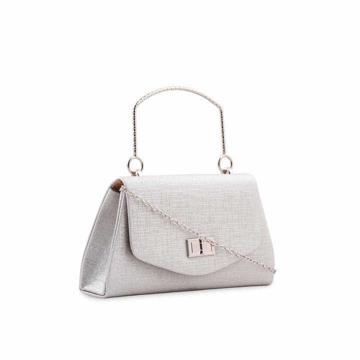 Silver Fancy Clutch For Ladies P36710