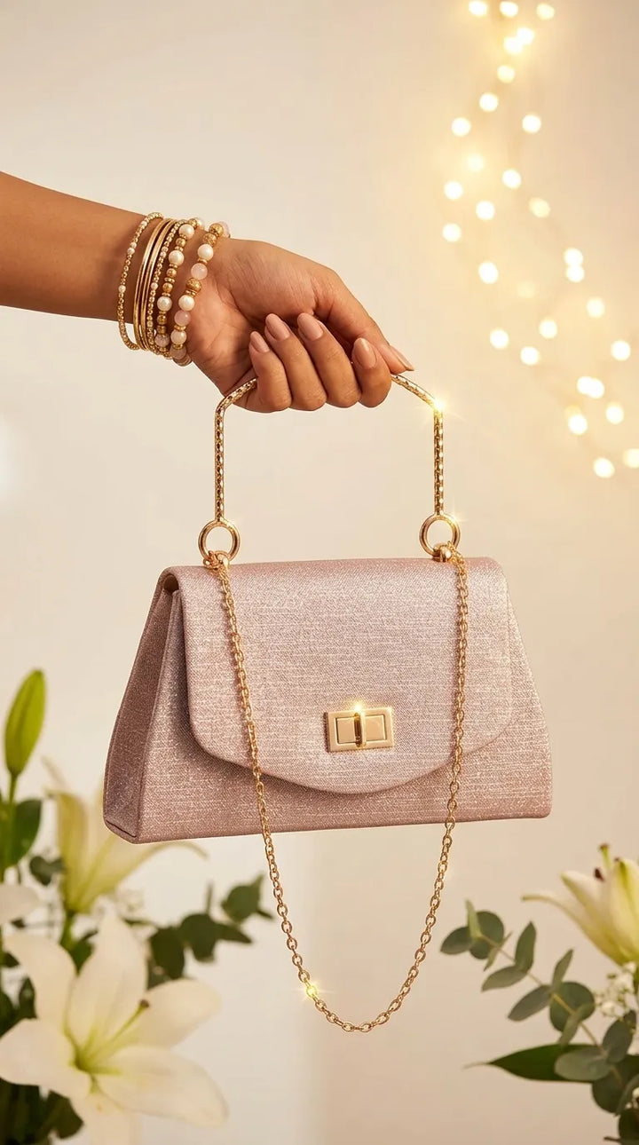 Champagne Fancy Clutch For Ladies P36710