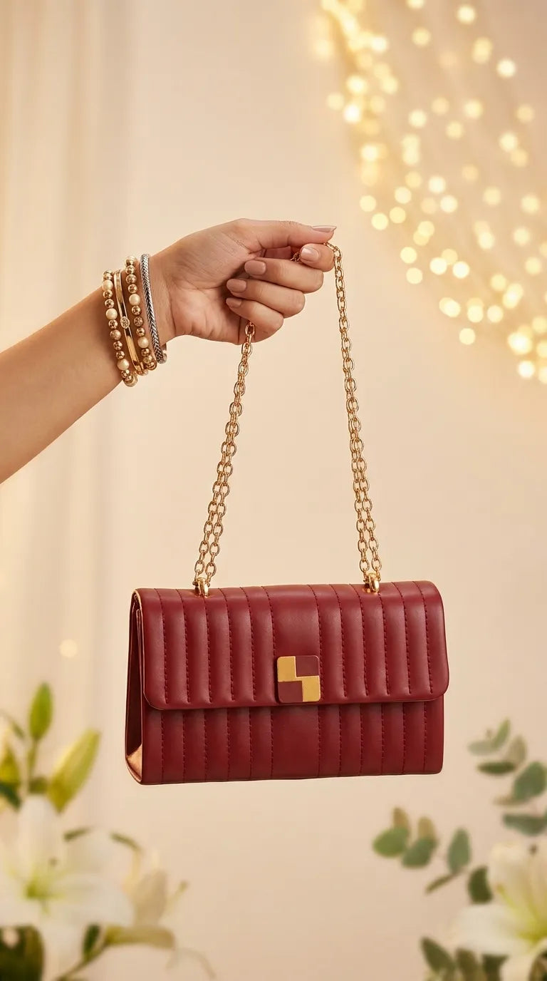 Maroon Formal Clutch For Ladies P36713