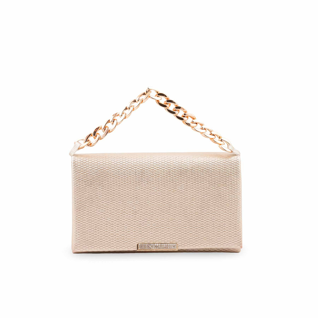Golden Formal Clutch For Ladies P36722