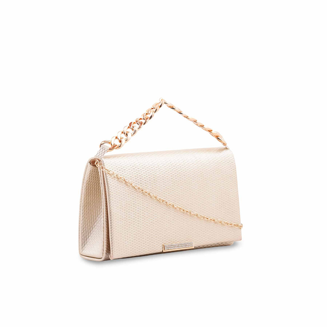 Golden Formal Clutch For Ladies P36722