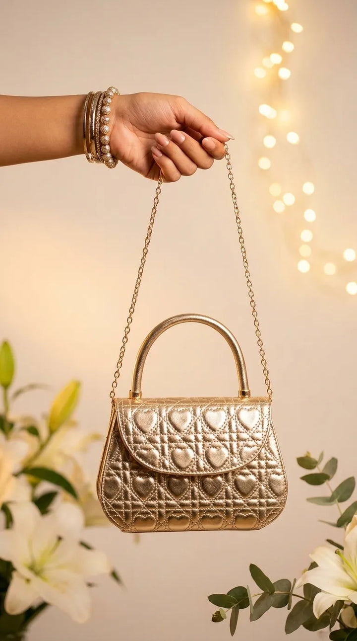 Golden Casual Pouch For Ladies P36723