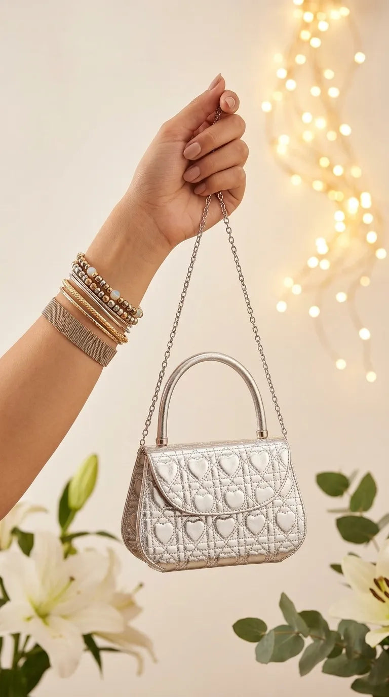 Silver Casual Pouch For Ladies P36723