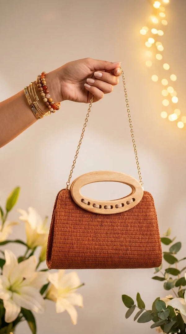Brown Formal Clutch For Ladies P36729