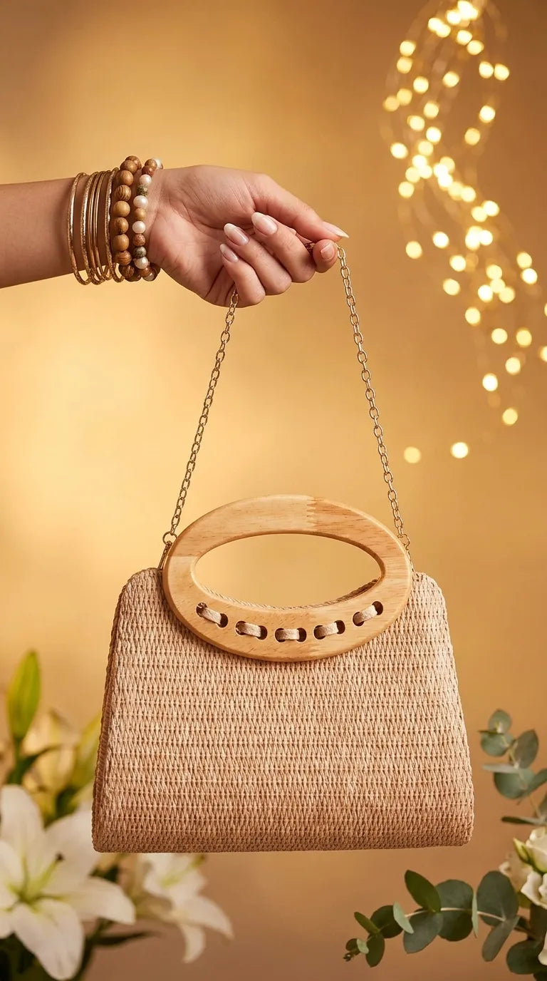 Beige Formal Clutch For Ladies P36729