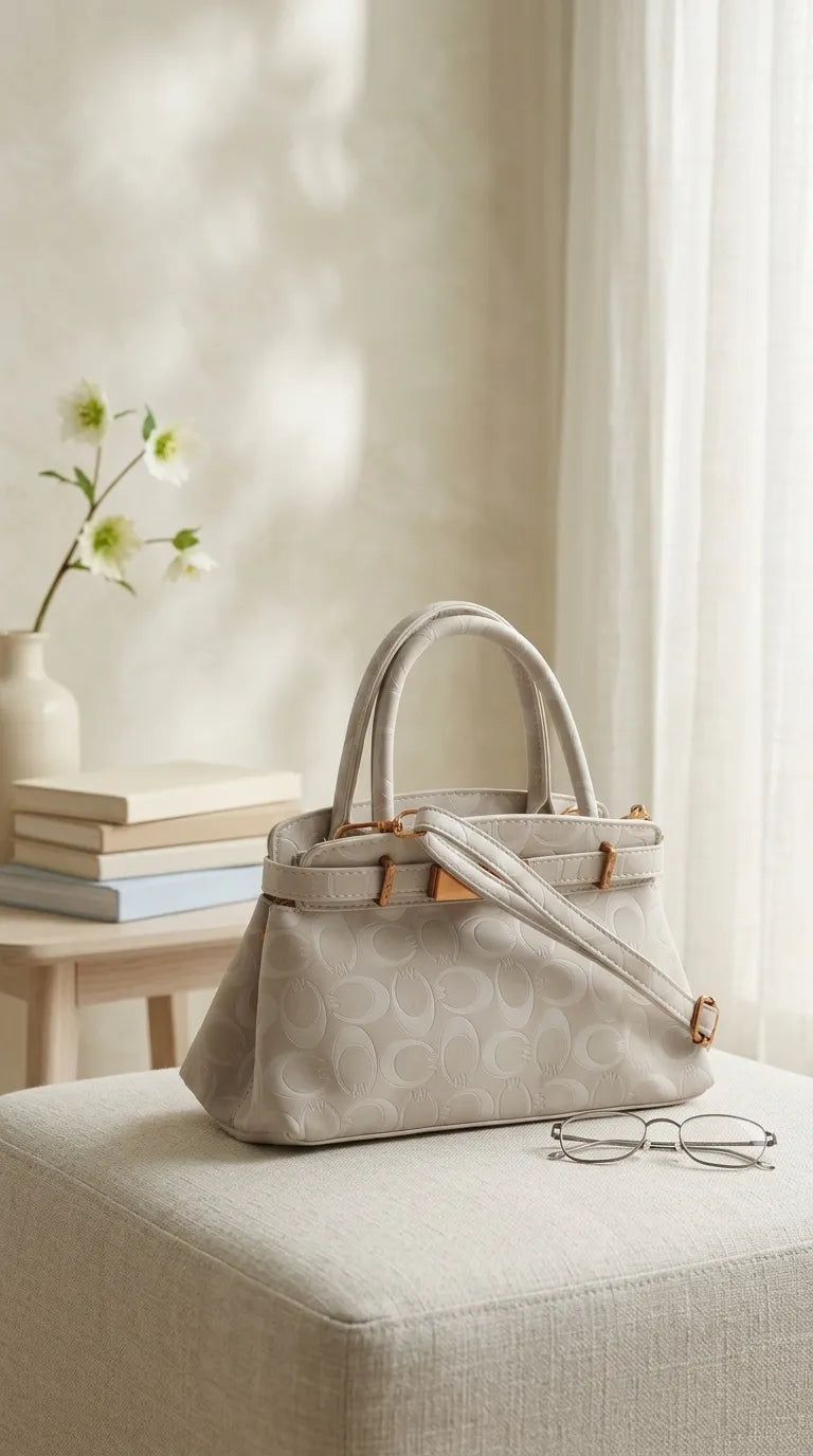 White Formal Hand Bag For Ladies P36766