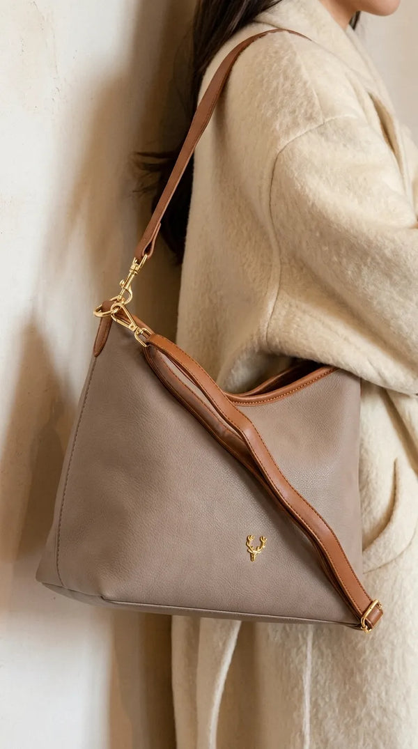 Beige Formal Shoulder Bag For Women P36778
