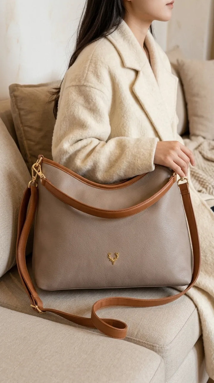 Beige Formal Shoulder Bag For Women P36778