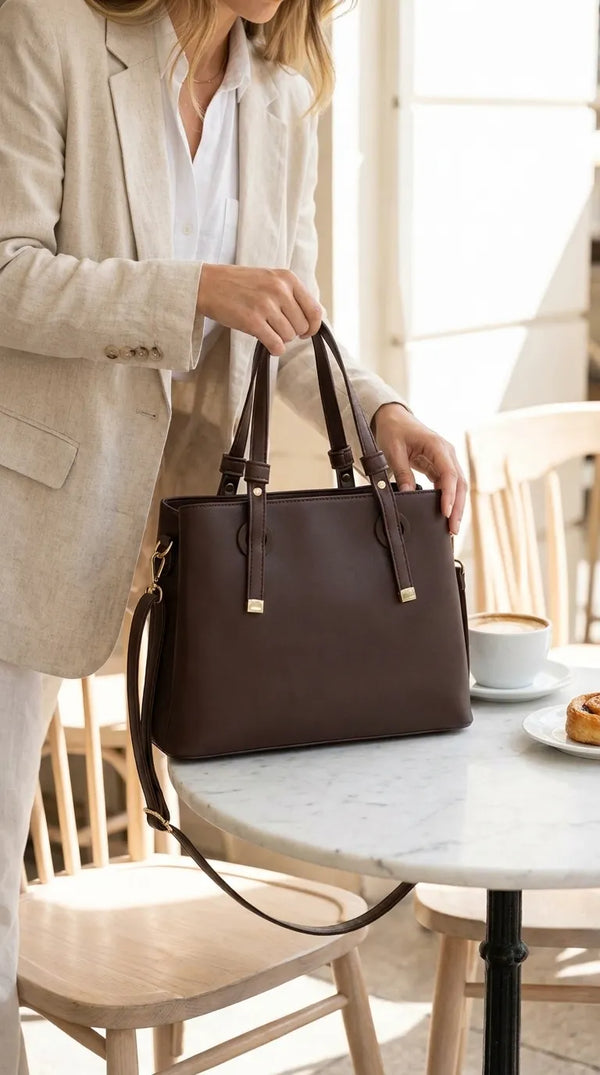 Coffee Formal Shoulder Bag For Ladies P36782