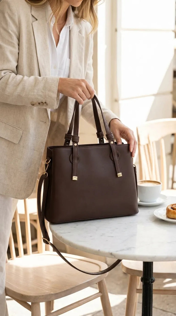 Coffee Formal Shoulder Bag For Ladies P36782