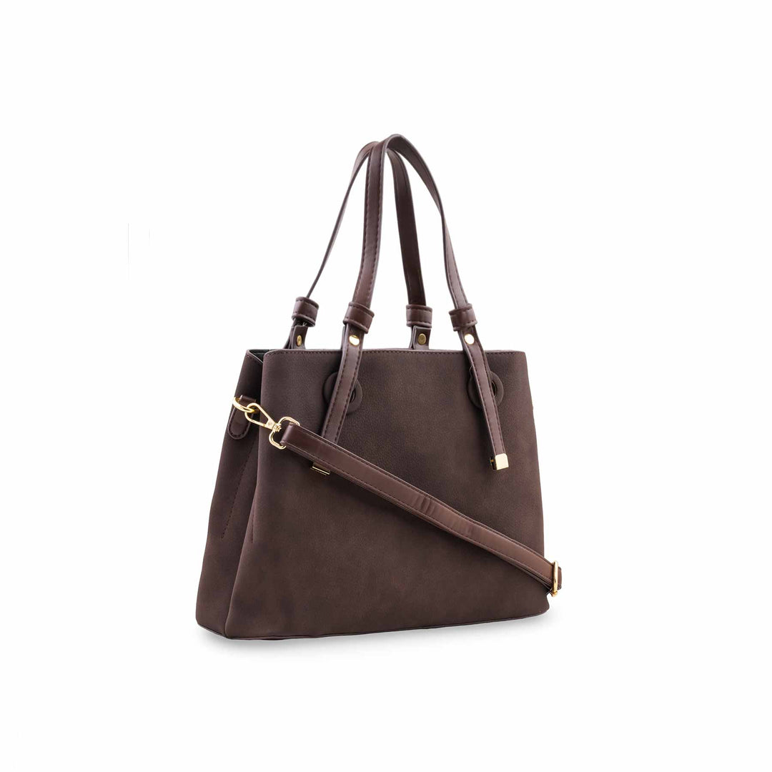 Coffee Formal Shoulder Bag For Ladies P36782