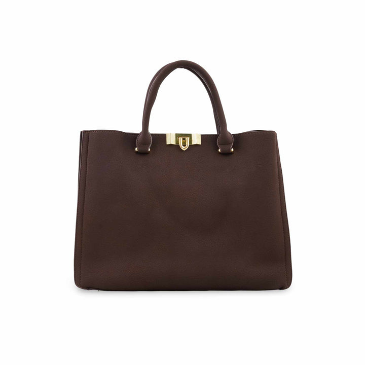 Coffee Formal Hand Bag For Ladies P36783