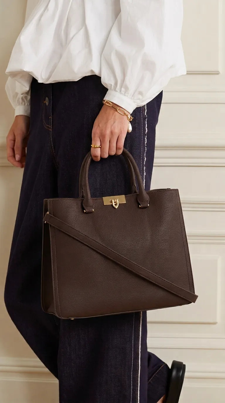 Coffee Formal Hand Bag For Ladies P36783