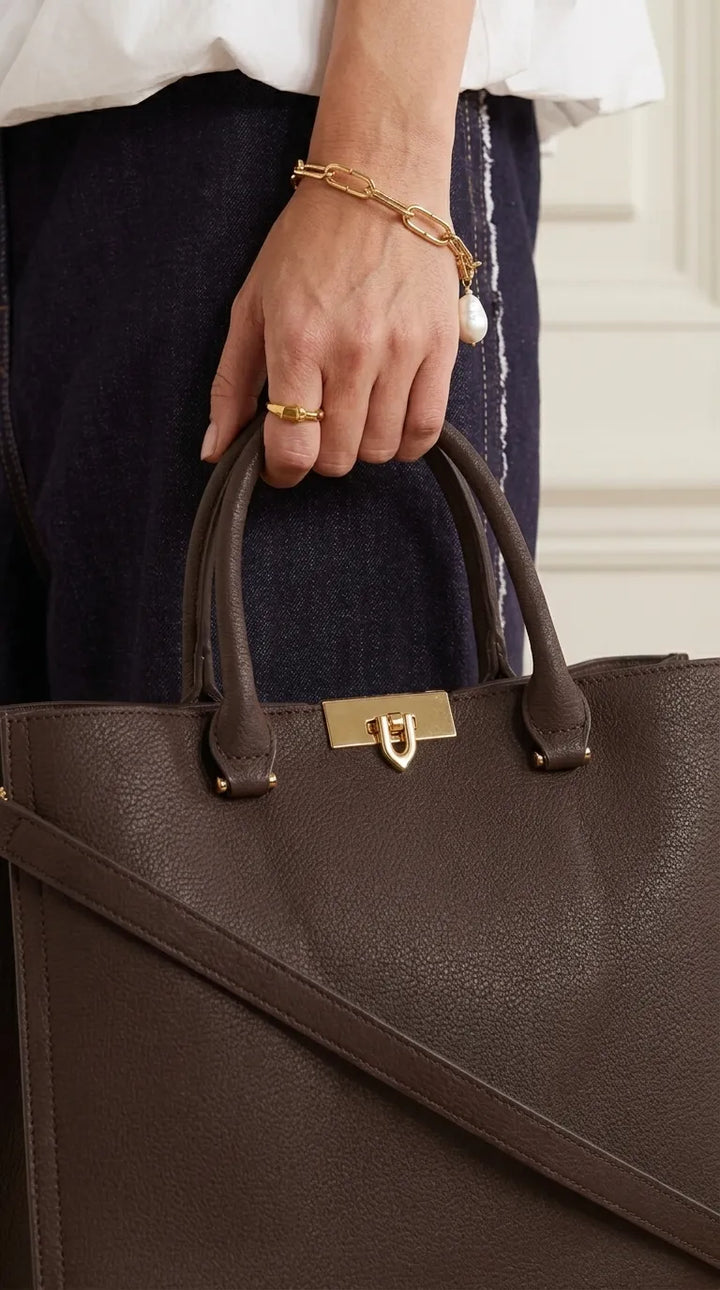 Coffee Formal Hand Bag For Ladies P36783
