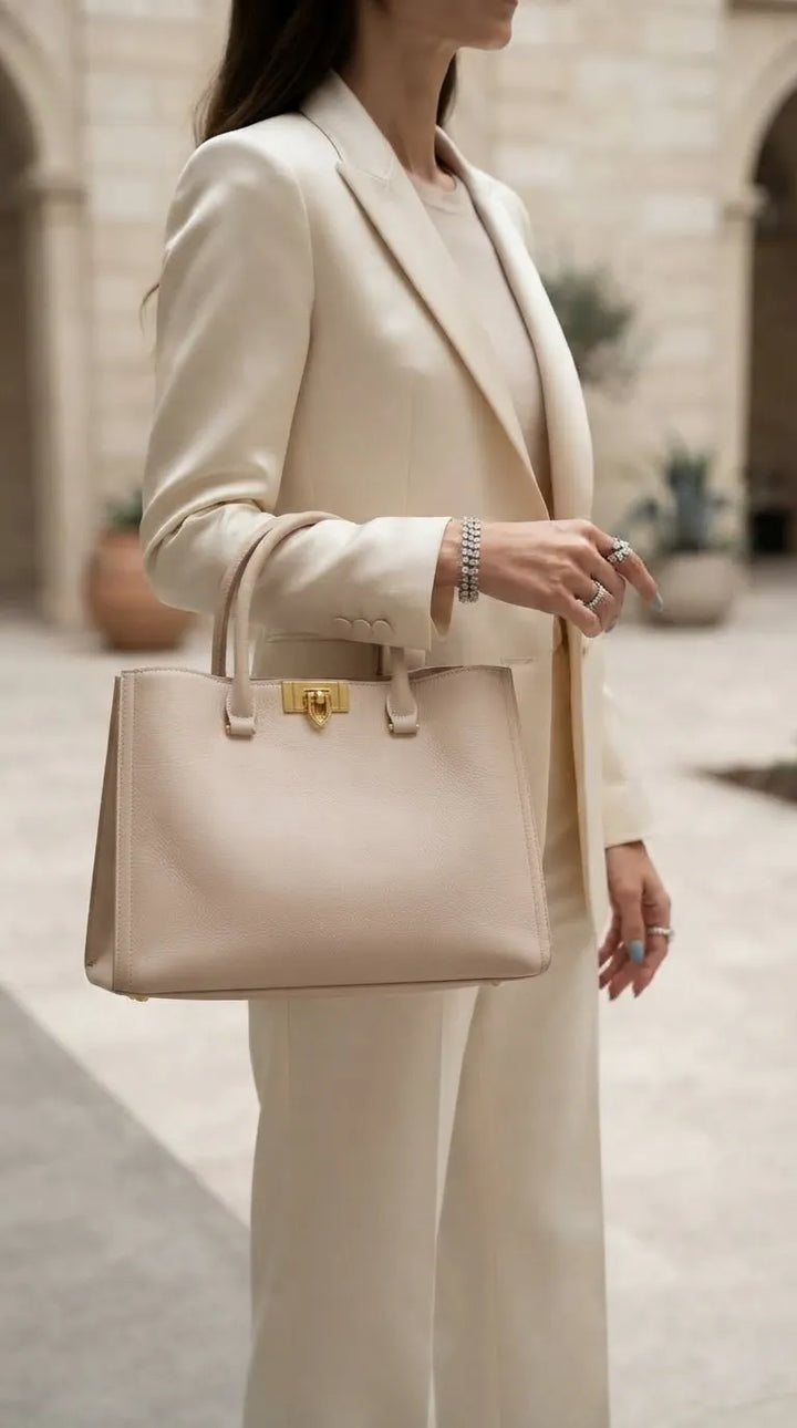 Beige Formal Shoulder Bag For Ladies P36783