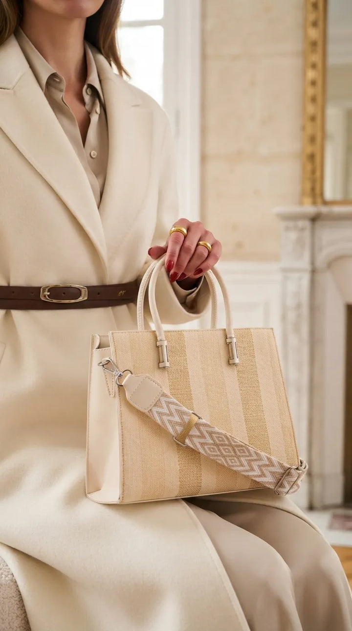Beige Formal Shoulder Bag For Ladies P36822