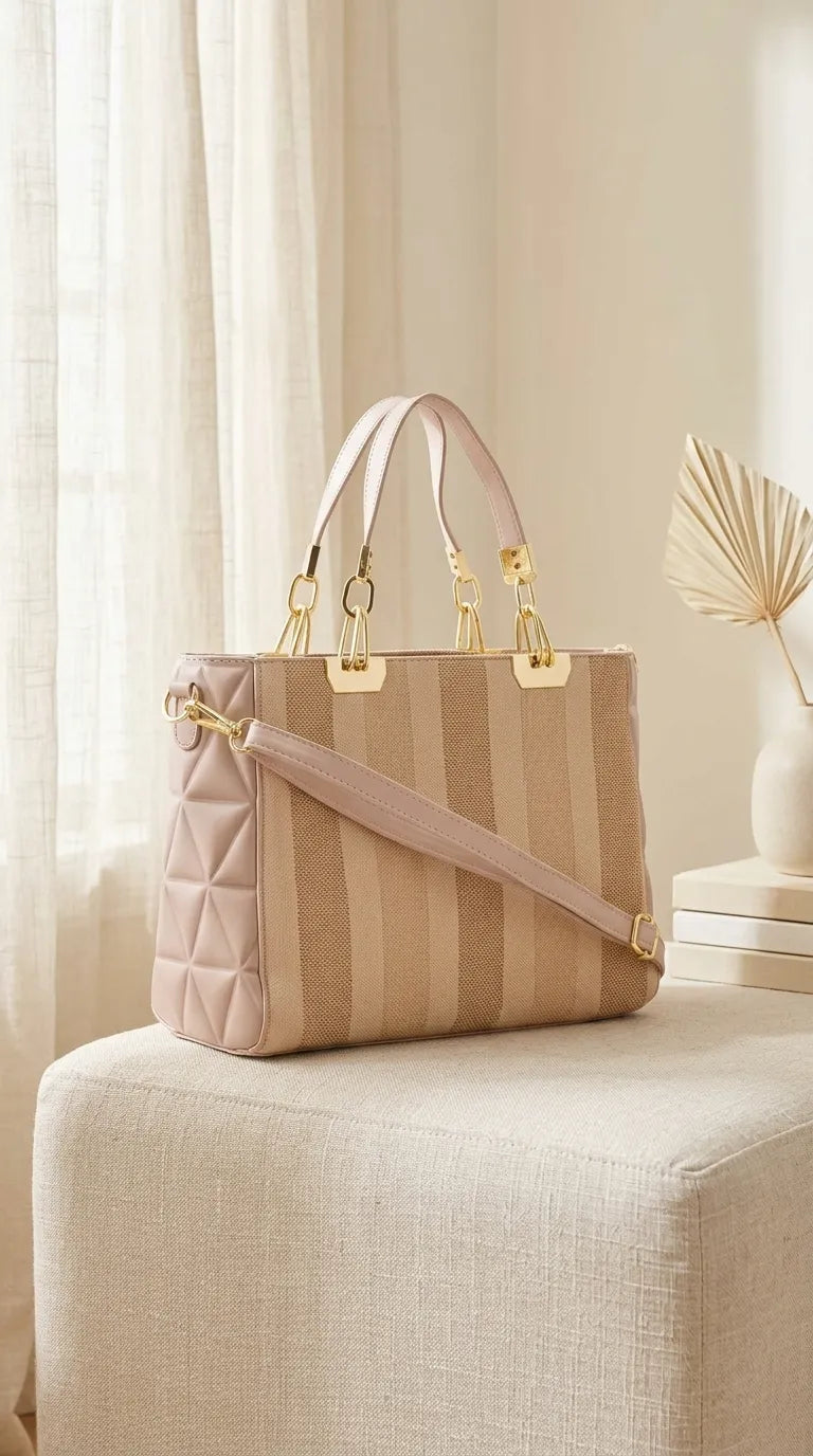 Beige Formal Shoulder Bag For Ladies P36823