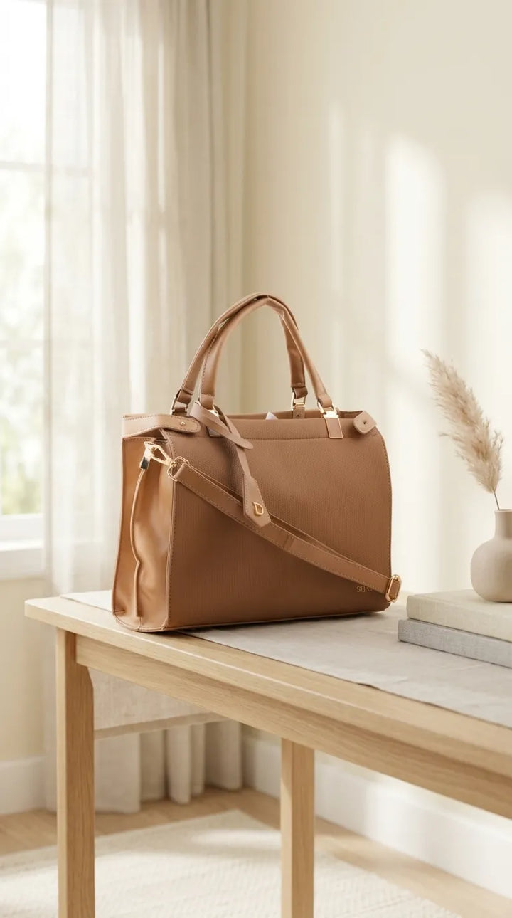 Khaki Formal Hand Bag For Ladies P36826