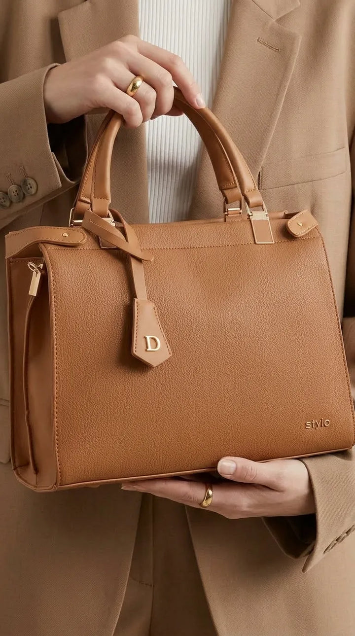 Khaki Formal Hand Bag For Ladies P36826