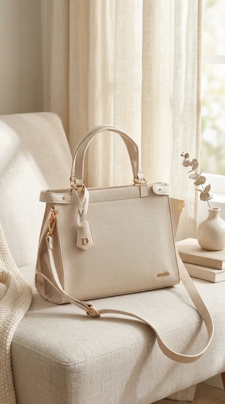 Beige Formal Hand Bag For Ladies P36826