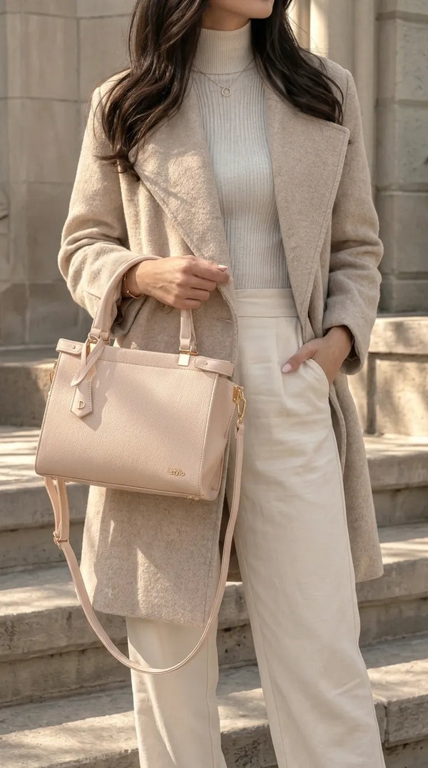 Beige Formal Hand Bag For Ladies P36826