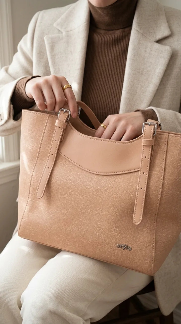 Beige Formal Shoulder Bag For Ladies P36828