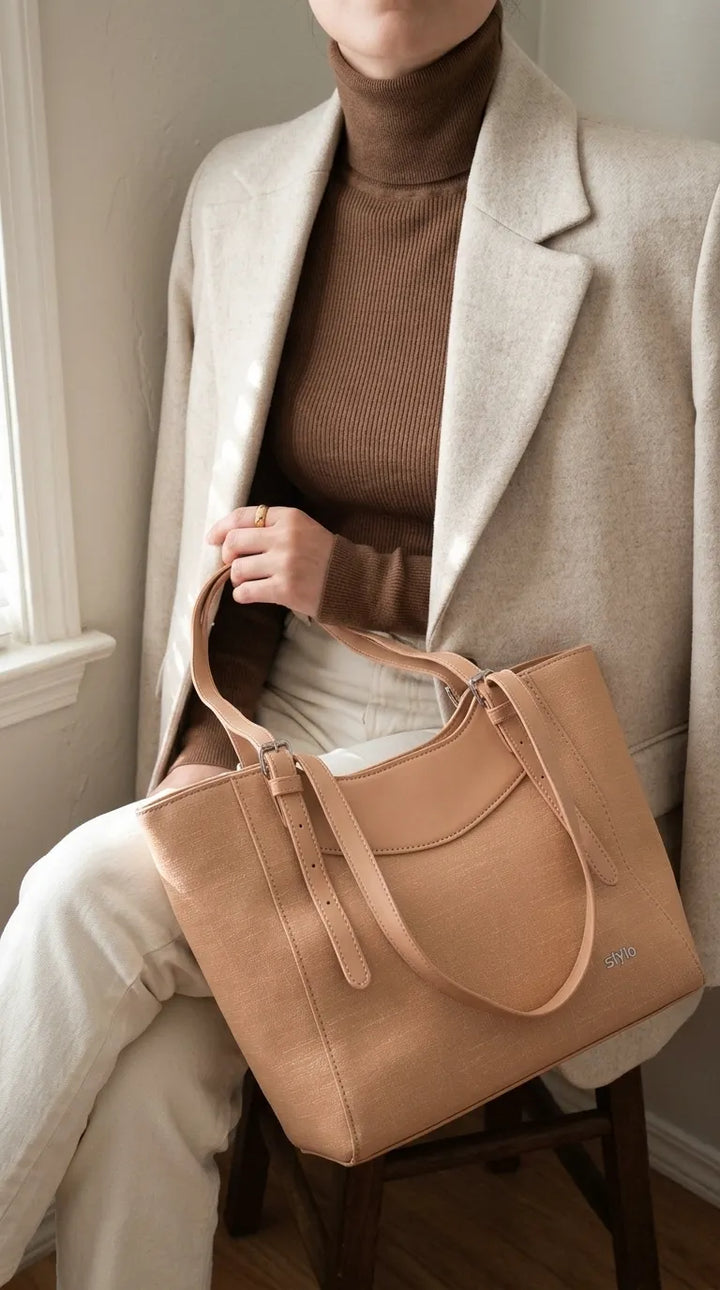 Beige Formal Shoulder Bag For Ladies P36828