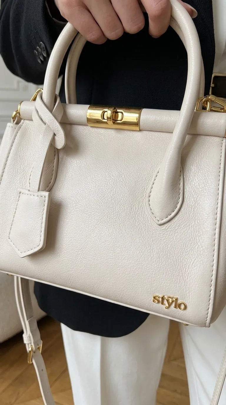 Beige Formal Hand Bag For Ladies P36830