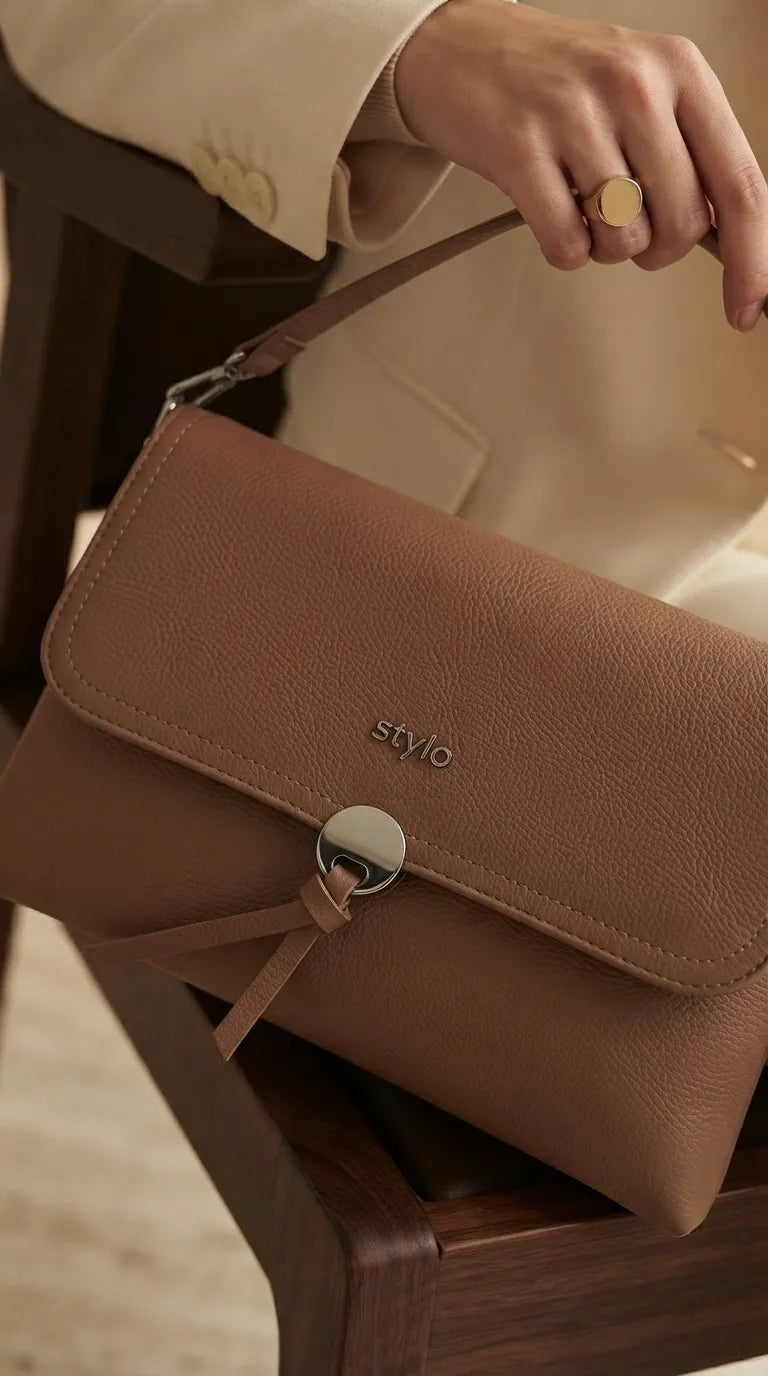 Beige Formal Shoulder Bag For Ladies P36869