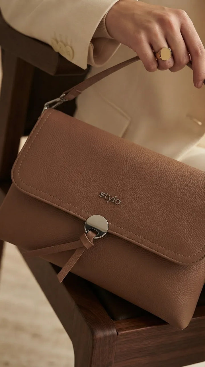 Beige Formal Shoulder Bag For Ladies P36869
