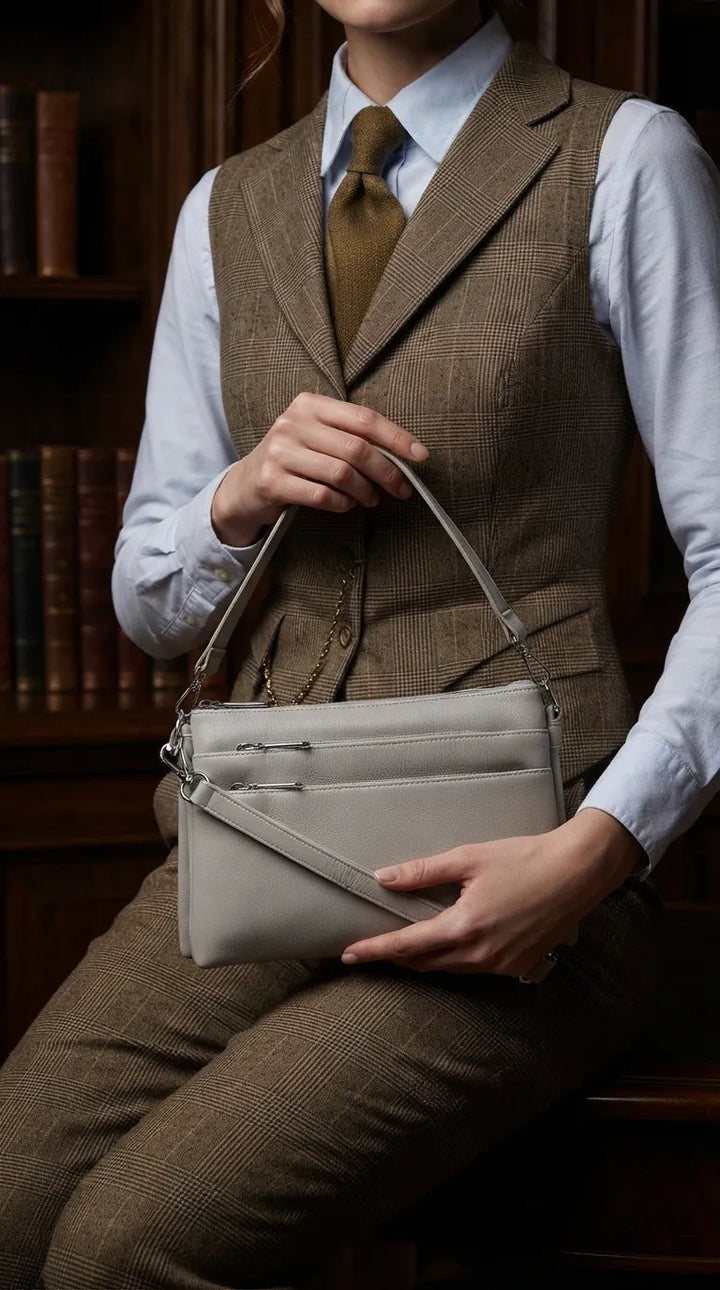 Grey Formal Shoulder Bag For Ladies P36871