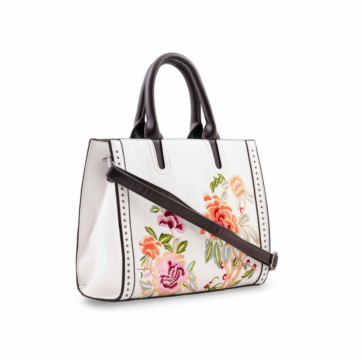 White Formal Hand Bag For Ladies P37007