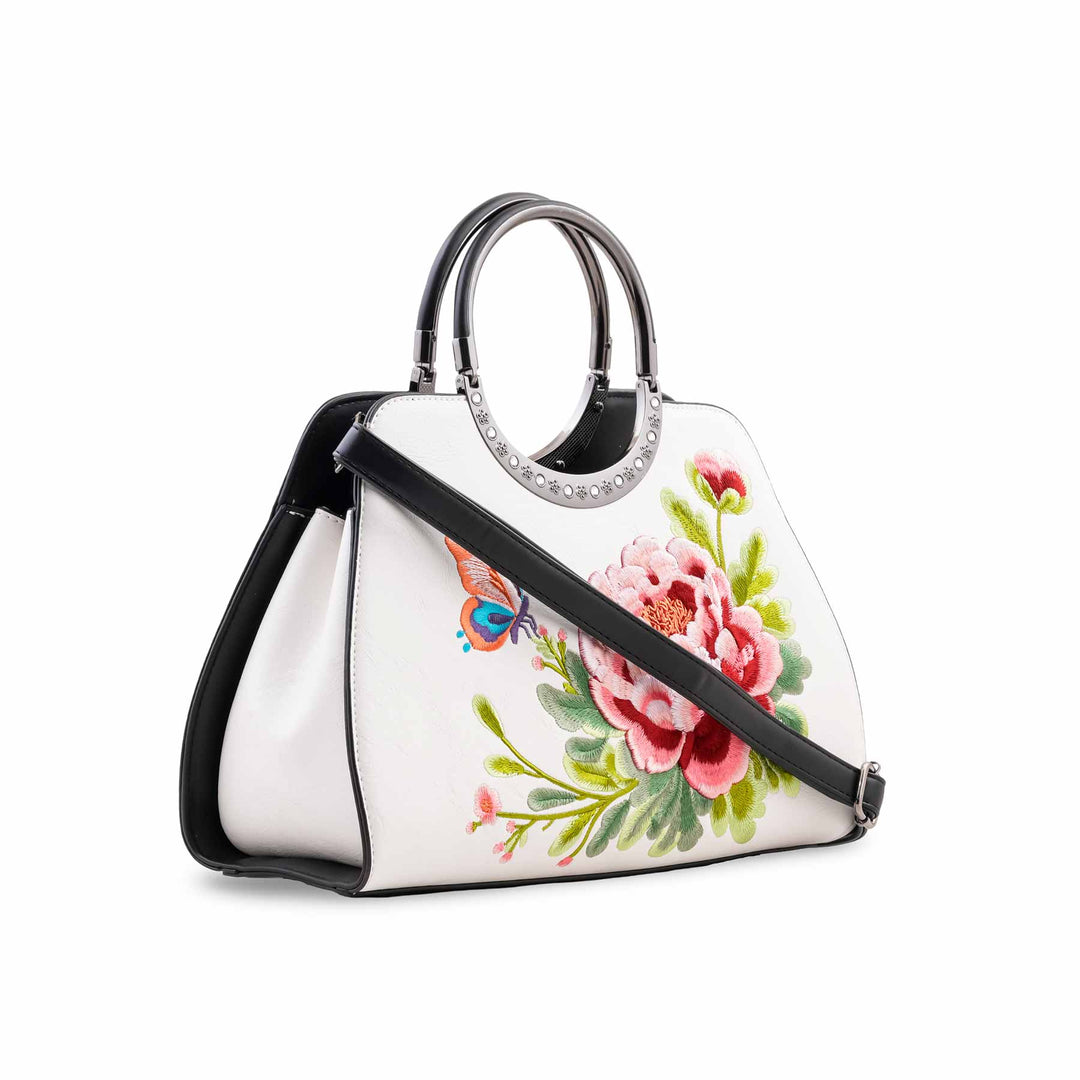 White Formal Hand Bag For Ladies P37009