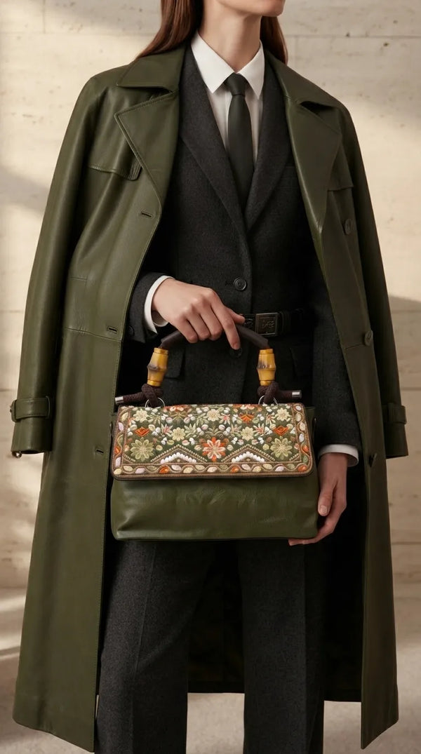 Green Formal Hand Bag For Ladies P37010